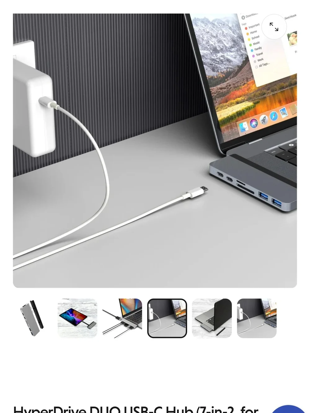 HYPERDRIVE USB-C Hub Adapter (Silver) - 7-in-2 Laptop Docking Station